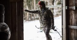 trad archer, traditional archer, winter archer, archer in barn